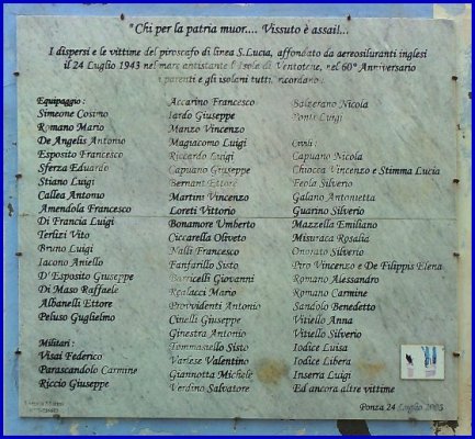 Targa_Caduti_Santa_Lucia_PONZA Monumenti Ai Caduti del Mare